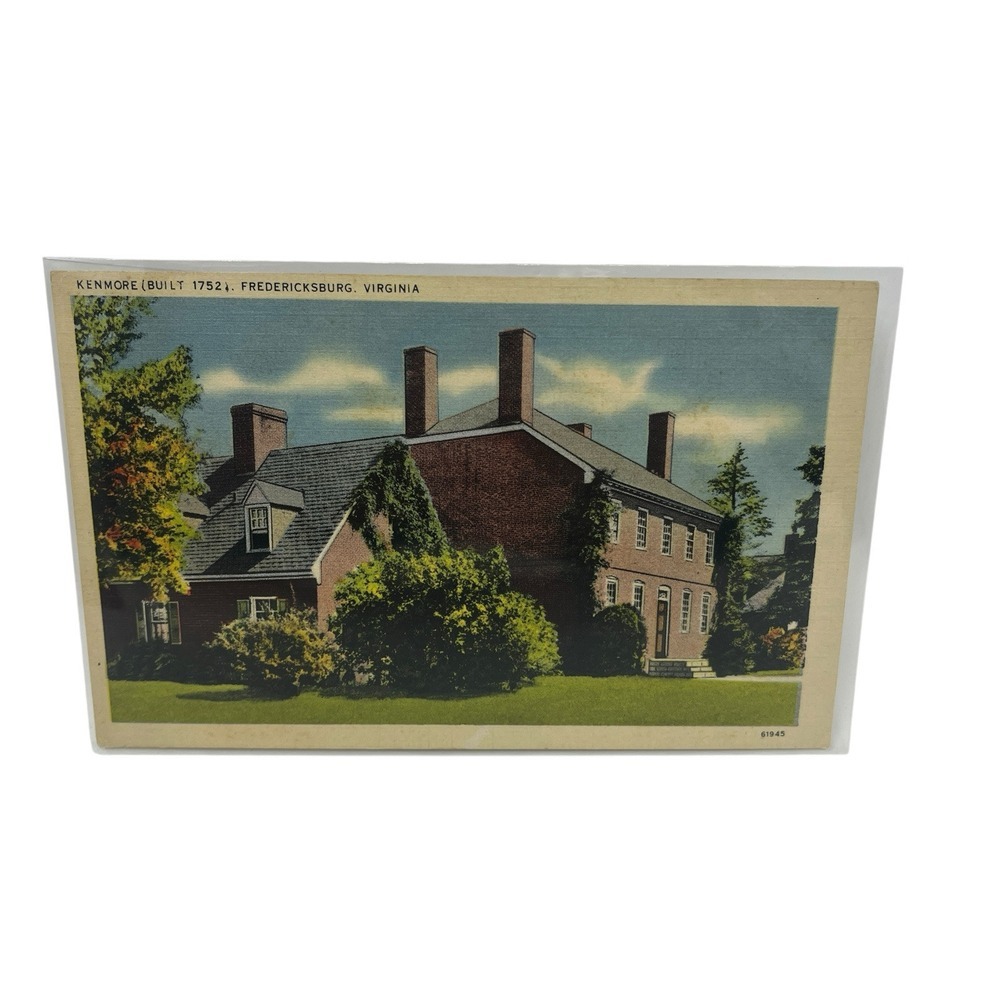 Kenmore, Built‎ 1752 Frericksberg Vinginia Colonial Vintage Linen Postcard